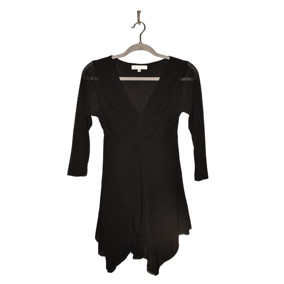 WHITE HOUSE BLACK MARKET $78 Mesh Knotted V-Neck Asymmetrical Hem Tunic Medium - Picture 1 of 3